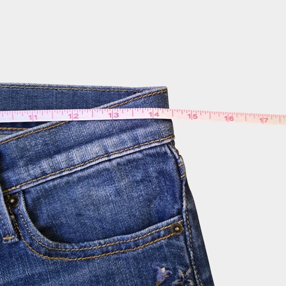 DRIFTWOOD Eva Classic Fit Bootcut Floral Embroidered Jeans 26 Boho Streetwear - Picture 10 of 14